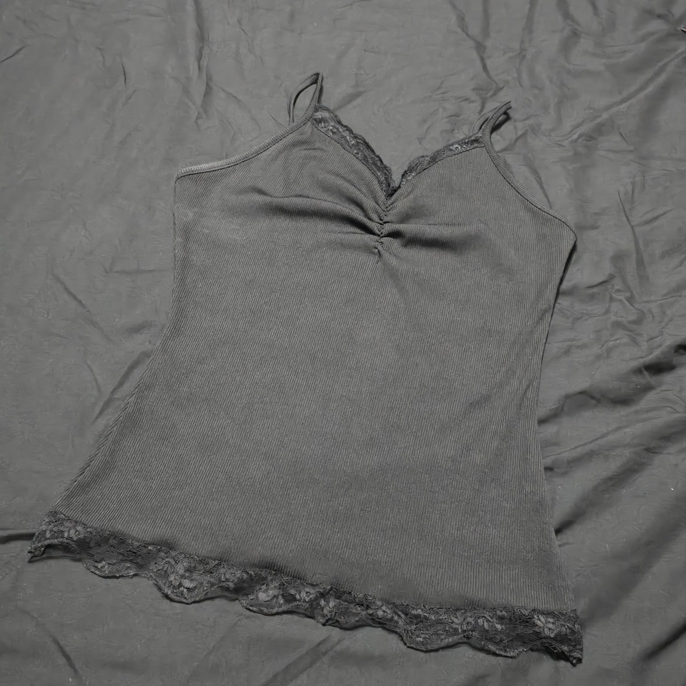 Black Lace Trim Camisole, Med